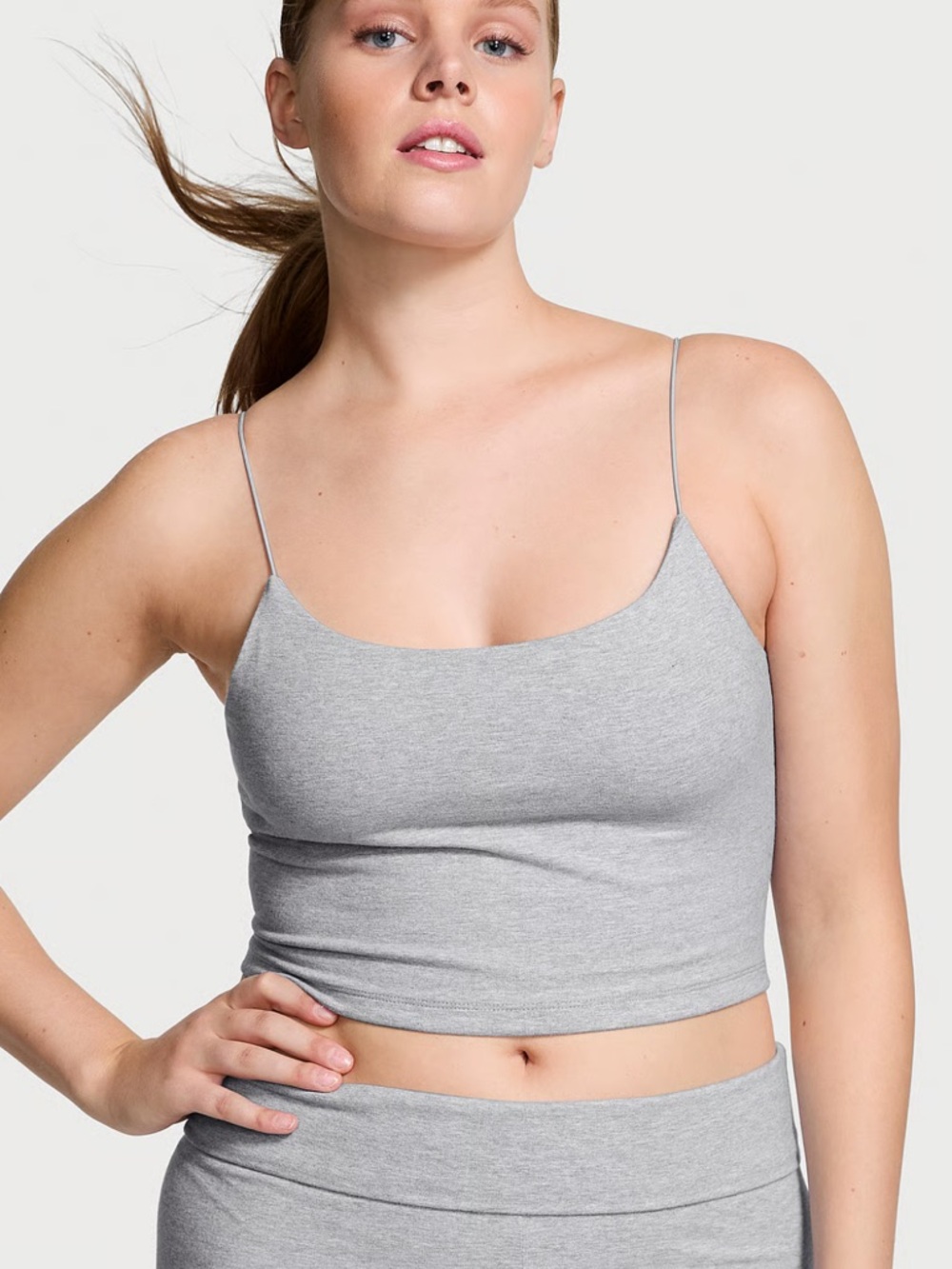NWT Gray Spaghetti Strap Crop Top Victoria’s Secret XL